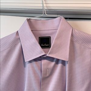 David Donahue Lilac Micro-check Dress Shirt